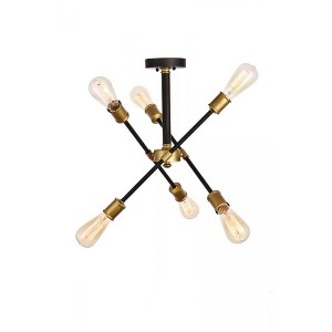 Elegant Lighting Axel Collection Flushmount D17.1 H16.6 Lt:6 Black and Brass Finish - 1 of 4