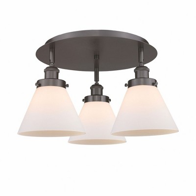 Cone - 3 Light Flush Mount In Art Deco Style-9.5 Inches Tall and 19.5 Inches Wide