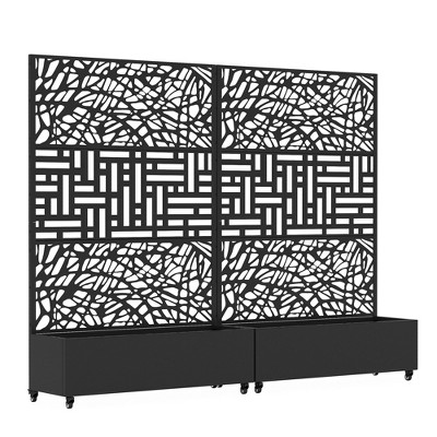 Lirago Iron Arch Mobile Planter Box (2-Piece)-Raised Garden Bed Elevated Planter with Trellis Privacy Screen 38 Gallon Capacity