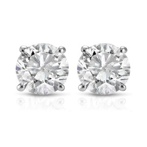Pompeii3 1 Ct TDW Round Cut 14K White or Yellow Gold Diamond Studs Earrings IGI Certified - 1 of 4