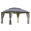 EROMMY 12'x14' Hardtop Gazebo, Permanent Outdoor Aluminum Patio Gazebo with Aluminum Composite Double Roof for Patio Lawn and Garden - 3 of 4