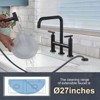 WOWOW Brass Double Handle Bridge Kitchen Faucet, Deck Mount Kitchen Sink Faucet with Side Sprayer in Matte Black - 4 of 4