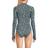 Lands' End Women's Chlorine Resistant Zip Front Long Sleeve Tugless Sporty One Piece Swimsuit - 3 of 4