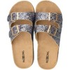 Roxoni Women's Chic Glitter Flat Sandals with Double Buckle Straps & Comfortable Suede Footbed – Stylish, Slip-Resistant Design for Everyday Wear - 4 of 4