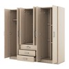 6-Doors Wooden Wardrobe Storage for Bedroom, with Big Drawers, Brown - 3 of 4