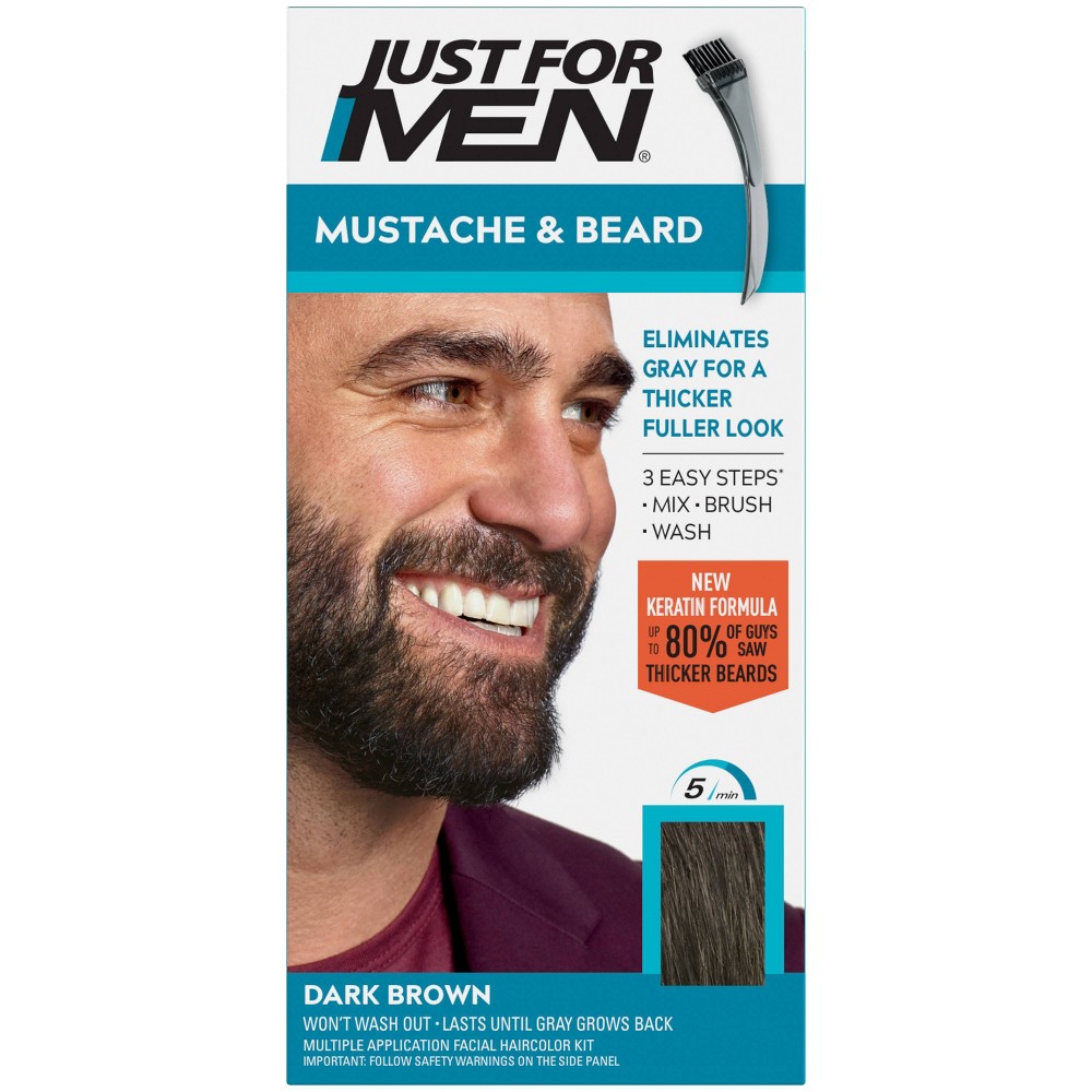 Photos - Hair Dye Just For Men Mustache & Beard Dark Brown M-46 Dark Brown M-45