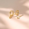 3 Pairs Small Gold Hoop Earring, 14K Gold Plated Earring Stacks Butterfly Heart Star Moon Bow Four Leaf Rhombus Round CZ Pearl - 4 of 4