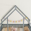 TIRAMISUBEST Twin/Full Size Wood House-Shaped Platform Bed with Fence, Semi-Open Design Kids Floor Bed Frame - 4 of 4