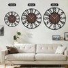 Round Wall Clock Living Room Decor Non Ticking Silent Vintage Black Metal Wood Clock Home Garden Farmhouse Office Kitchen - 3 of 4