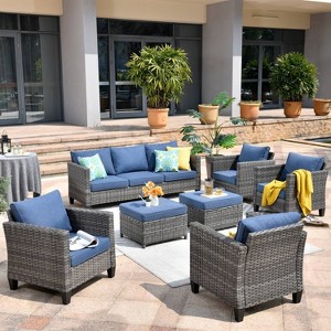 Ovios Tampa 7pc Wicker Outdoor Patio Furniture Conversation Sofa Set with Cushions - 1 of 4