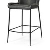 Maven Lane Naomi Counter Stool Matte Black with Charcoal Vegan Leather - 4 of 4