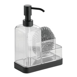 iDESIGN Forma Plastic Soap & Sponge Sink Organizer Caddy Clear/Matte Black: Stainless Steel, Hand Wash, Kitchen Storage - 1 of 4