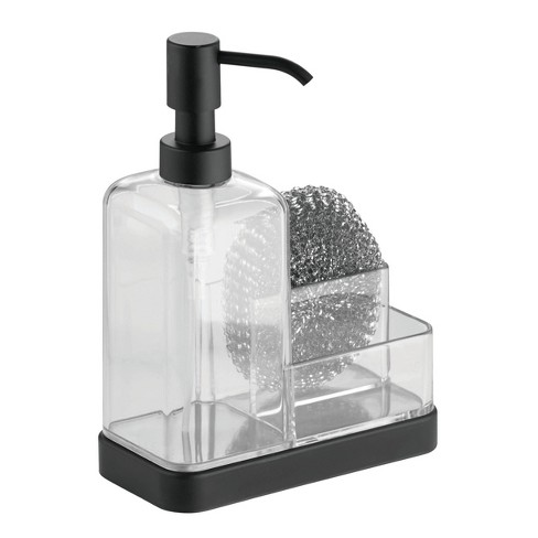 iDESIGN Forma Plastic Soap & Sponge Sink Organizer Caddy Clear/Matte Black: Stainless Steel, Hand Wash, Kitchen Storage - image 1 of 4