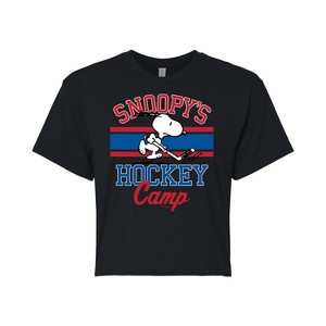 Women's - Peanuts - Snoopy's Hockey Camp Cropped Graphic T-Shirt - 1 of 4