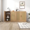 31"x62"x16" Wood Grain Buffet Cabinet, Storage Organizer with Adjustable Shelves and Rattan Doors for Kitchen Bedroom Living/Dinning Room - 2 of 4