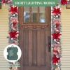 6 Ft Artificial Holiday Garland - Pre-Lit & Lighted with 20 LED Lights, Bows & Poinsettia | Indoor Outdoor Xmas Decoration for Window - 3 of 4