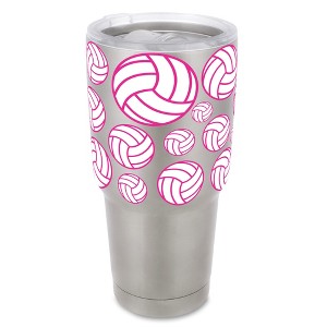 100 North 30 Ounce Stainless Steel On the Go Travel Tumbler With Push Top Lid, Volleyball Silver - 1 of 4