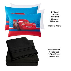Kids' Lightning McQueen Cars Pillow with Bonus Solid Sheet Set - 1 of 4