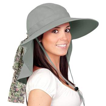 Tirrinia Floral Scarf Wide Brim Women's Sun Hat, with Neck Flap Foldable UV Protection Cap for Garden Beach Hiking