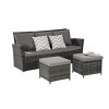 3-Piece PE Rattan Patio Seating Set,Outdoor Patio Set With Thick Cushions,Patio Small Space Chat Set,Sofa And Ottoman -Maison Boucle - 4 of 4