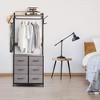 Clothes Rack, 6 Drawer Rack with Hanging Rods, Metal Frame Wardrobe Closet w/Wooden Top, Freestanding Tall Clothing Rack for Bedroom, Hallway, Gray - 4 of 4