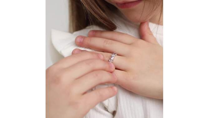 Girl's Bezel CZ Hearts Sterling Silver Ring - In Season Jewelry, 2 of 7, play video