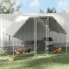 PawHut Chicken Coop Galvanized Metal Hen House Large Rabbit Hutch Poultry Cage Pen Backyard with Cover, Walk-In Pen Run - 3 of 4