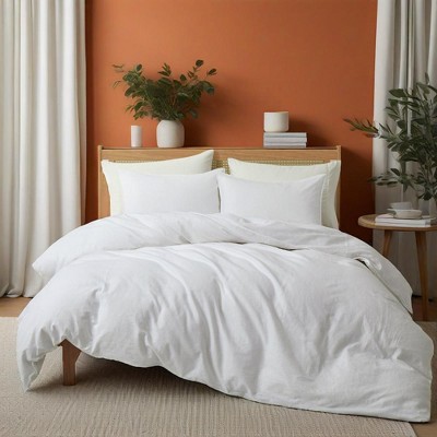 Peace Nest Classic Linen Cotton Bedding Set, Woven 55% Linen 45% Cotton Duvet Cover and Pillow Shams, Soft & Breathable