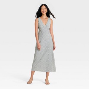 Women's Seersucker Midi Dress - A New Day™ Cream Plaid L : Target