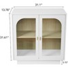 Modern Buffet Cabinet with 2 Doors Acrylic, Bar Cabinet with Adjustable Shelf, Coffee Bar Cabinet with Golden Handles for Living Room, Kitchen White - 2 of 4