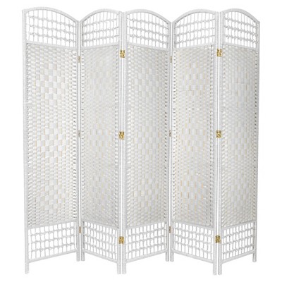 5 1/2 ft. Tall Fiber Weave Room Divider - White (5 Panel)