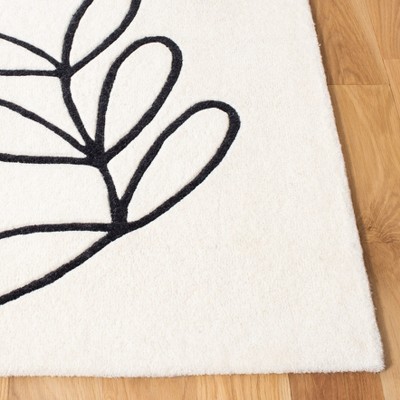 Handmade Black Wool Tufted Square Area Rug, 7' x 7'