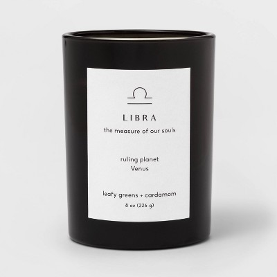 8oz Glass Jar Zodiac Libra Candle Black - Project 62™