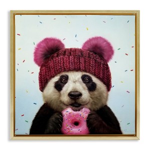 Stupell Industries Happy Panda Bear with Donut, 18" x 18" - 1 of 4