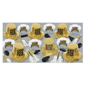 Beistle New Year Gold Rush Assortment for 50 people includes 125 items Gold - 1 of 2