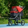 PawHut Luxury One-click Folding Pet Stroller Dog/Cat Travel Carriage with Wheels Adjustable Canopy Zippered Mesh Window Door Red and Black - 2 of 4