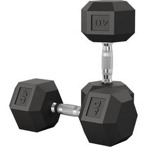 450LB Hex Dumbbell Set  LB Pair, Rubber Encased Dumbbells with Textured Handle, Cast Iron Weight Set for Home Gym & Strength Training - 1 of 4