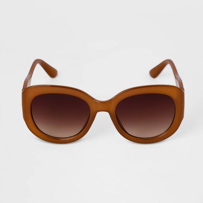 Women's Round Oval Sunglasses - A New Day™ Brown