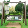 Costway 2-Person Patio Rattan Hanging Swing Chair Porch Loveseat Cushion Off - 3 of 4
