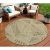 Khaki Brown And Beige Geometric Washable Indoor Outdoor Area Rug - 2 of 4