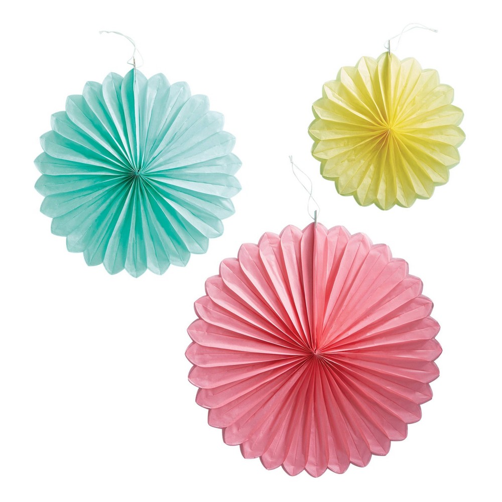 3ct Large Paper Fans Party Decorations - Spritz