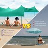 Costway Family Beach Tent Canopy w/ 4 Poles Sandbag Anchors 7'x7' UPF50+ Green - 3 of 4