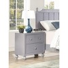 Vynxaria Transitional 2-Drawer Nightstand - Gray Finish, Wood/Engineered Wood, Gray Wood Knobs, Turned Feet, Metal Glides, 1pc Bedroom Furniture - 4 of 4