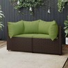 vidaXL Patio Loveseats 2 Pcs Corner Sofas Brown Poly Rattan Cushions Modular and Weather Resistant Outdoor Garden Set, 24.8"x24.8"x22.6" - 2 of 4