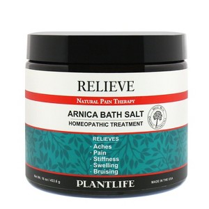 Arnica Relieve Bath Salt Soak for Sore Muscles, Joint Pain, and Post-Workout Recovery | Natural Mineral Body Care | Plantlife - 1 of 4