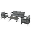 CAVINAS Outdoor Sofa Set, Iron Outdoor Patio Conversation Sets with Thick Cushions, Modern Backyard Furniture Set for Garden - 3 of 4