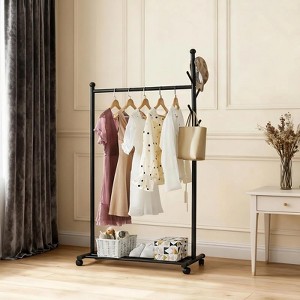 Portable Metal Clothing Rack with Locking Wheels - Garment Rack for Small Spaces, Mobile Closet for Bedroom, Living Room - 1 of 4