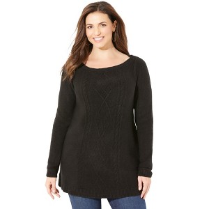 Catherines Women's Plus Size Cashmiracle Cable Sweater - 1 of 4