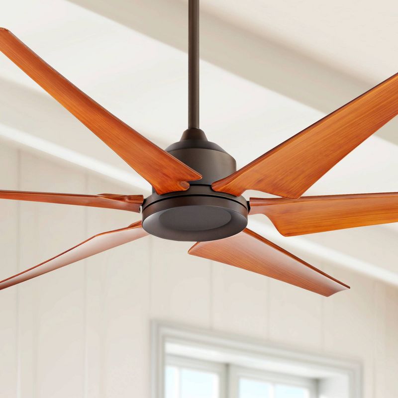72" Casa Vieja Power Hawk Modern Indoor Outdoor Ceiling Fan with Remote Control Oil Rubbed Bronze Painted Wood Damp Rated for Patio Exterior House, 2 of 10