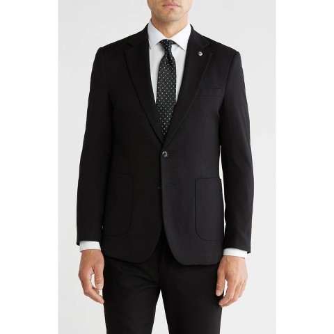 Tahari THB-327 Slim Fit Sharkskin Blazer BLACK 42/L